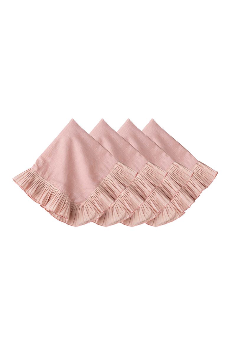 Mademoiselle Set of 4 Cotton & Linen Napkins, Main, color, PETAL PINK