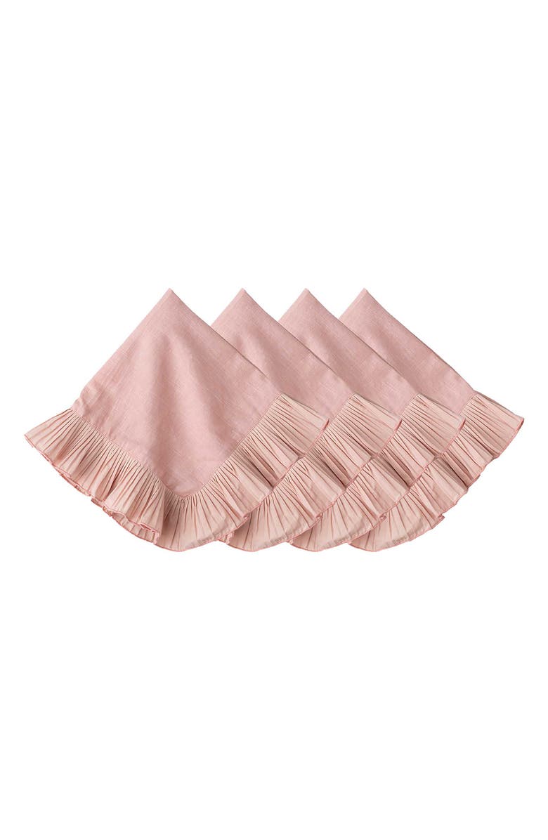 Juliska Mademoiselle Set of 4 Cotton & Linen Napkins, Main, color, Petal Pink