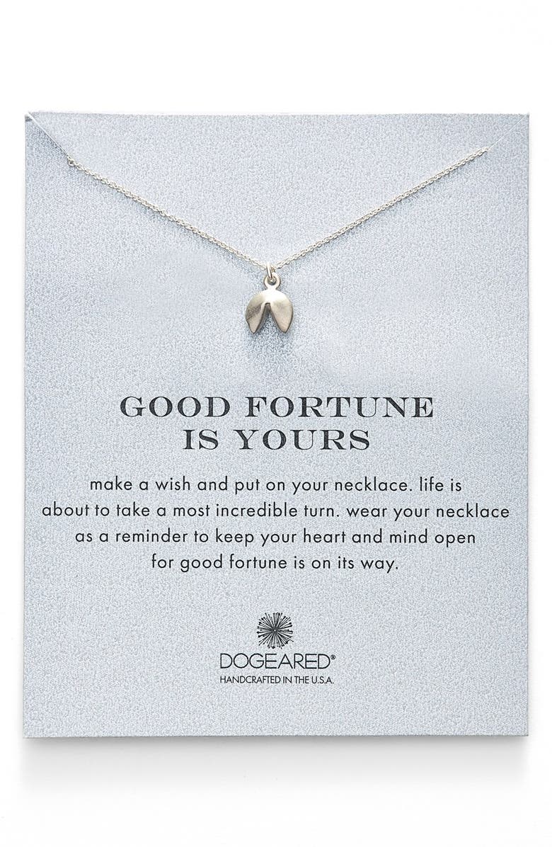 Dogeared Fortune Cookie Pendant Necklace, Main, color, 