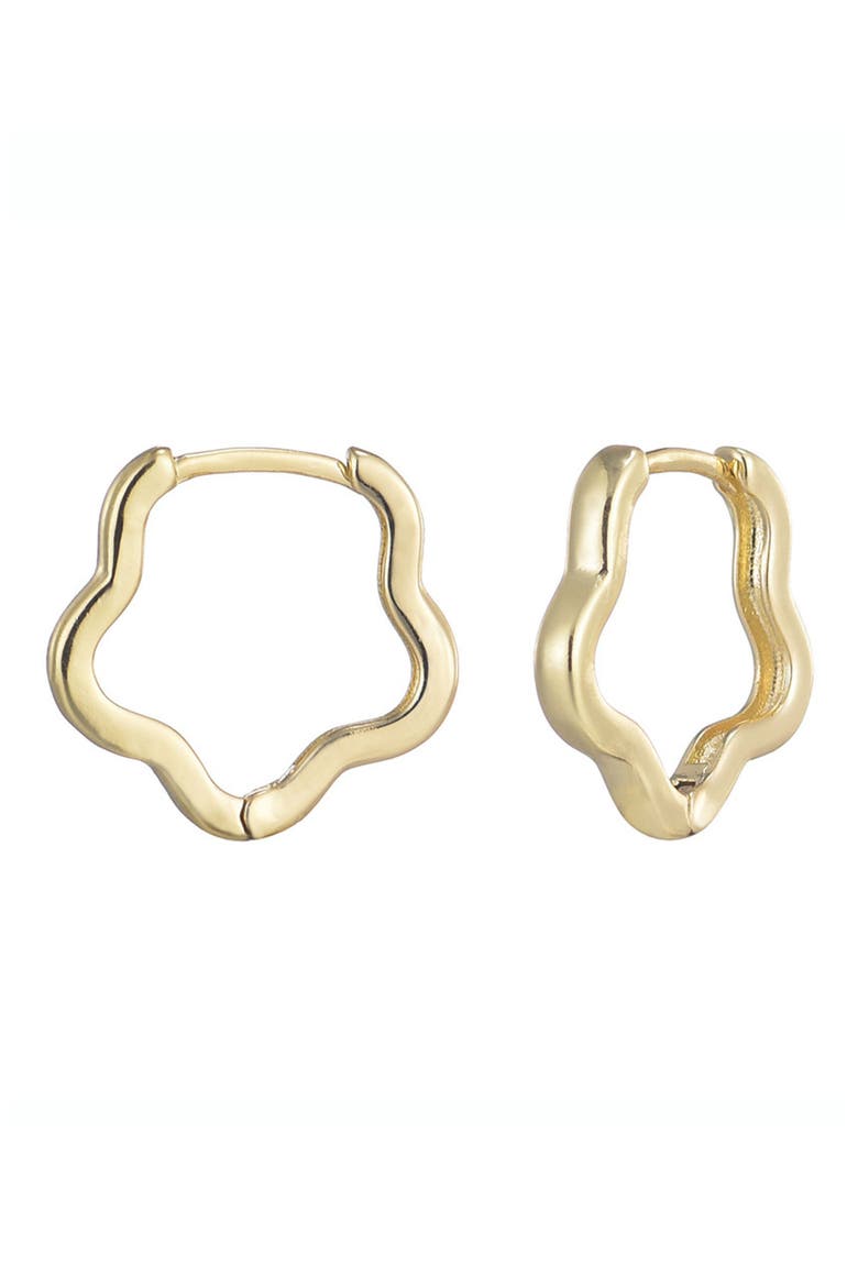 Flower Shaped Huggie Hoop Earrings, Alternate, color, GOLD