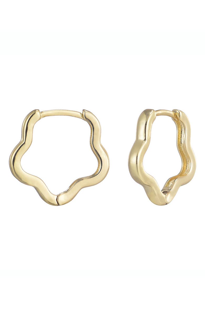 Adornia Flower Shaped Huggie Hoop Earrings, Alternate, color, Gold