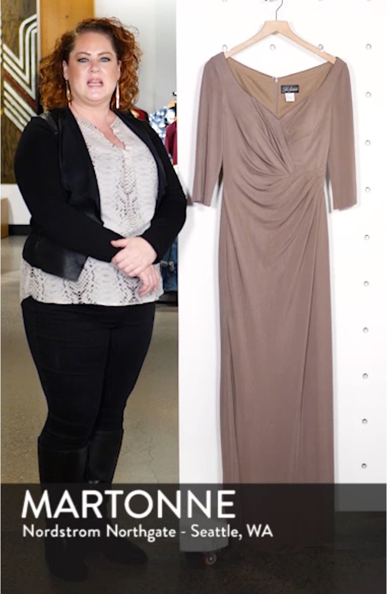 Ruched Jersey Column Gown, sales video thumbnail