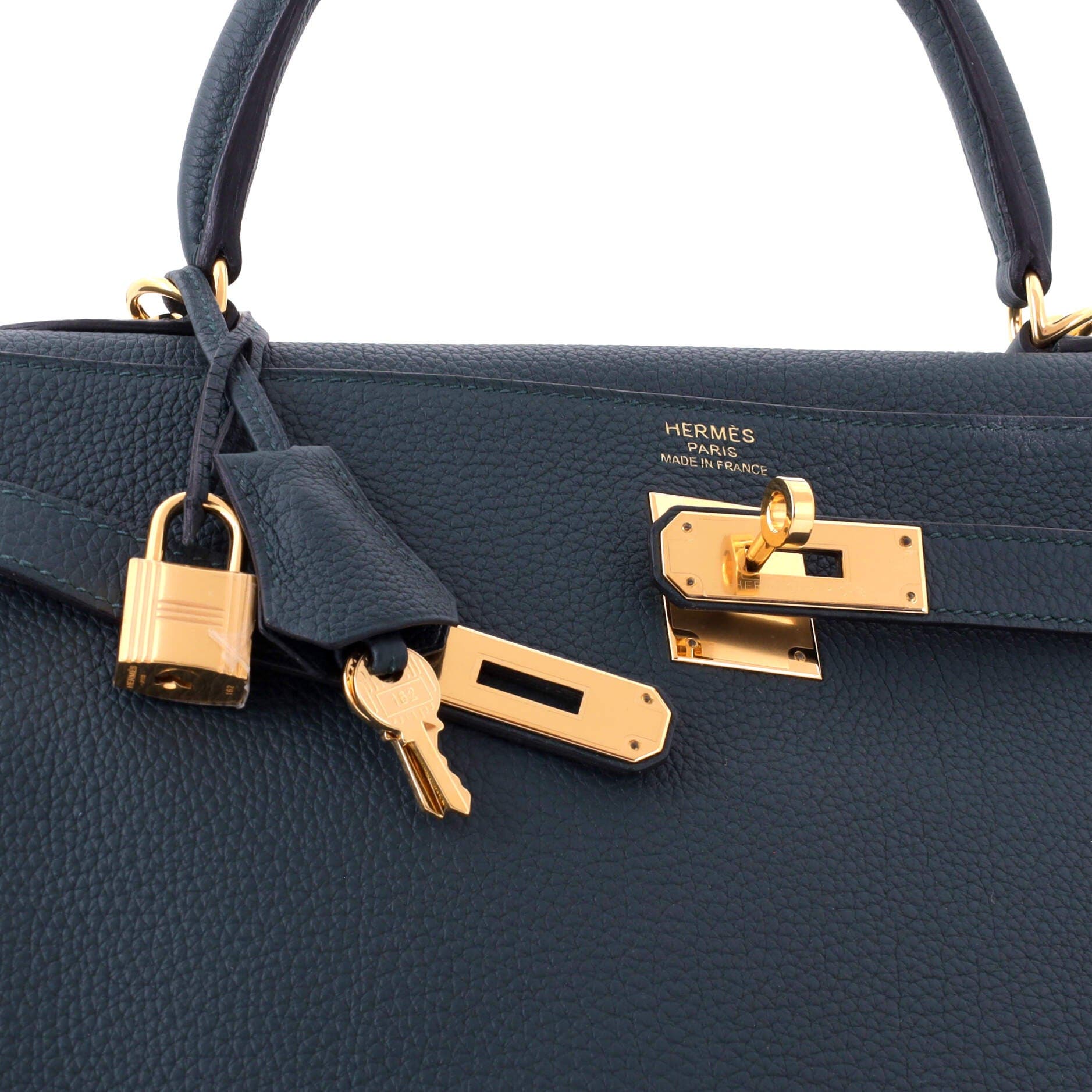 Pre-Owned Hermes Kelly Handbag Green Togo with Gold Hardware 35, Alternate, color, Vert Cypress