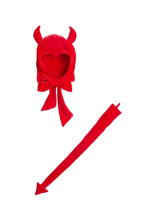Vintage Devil Velour Bonnet & Tail for Kids