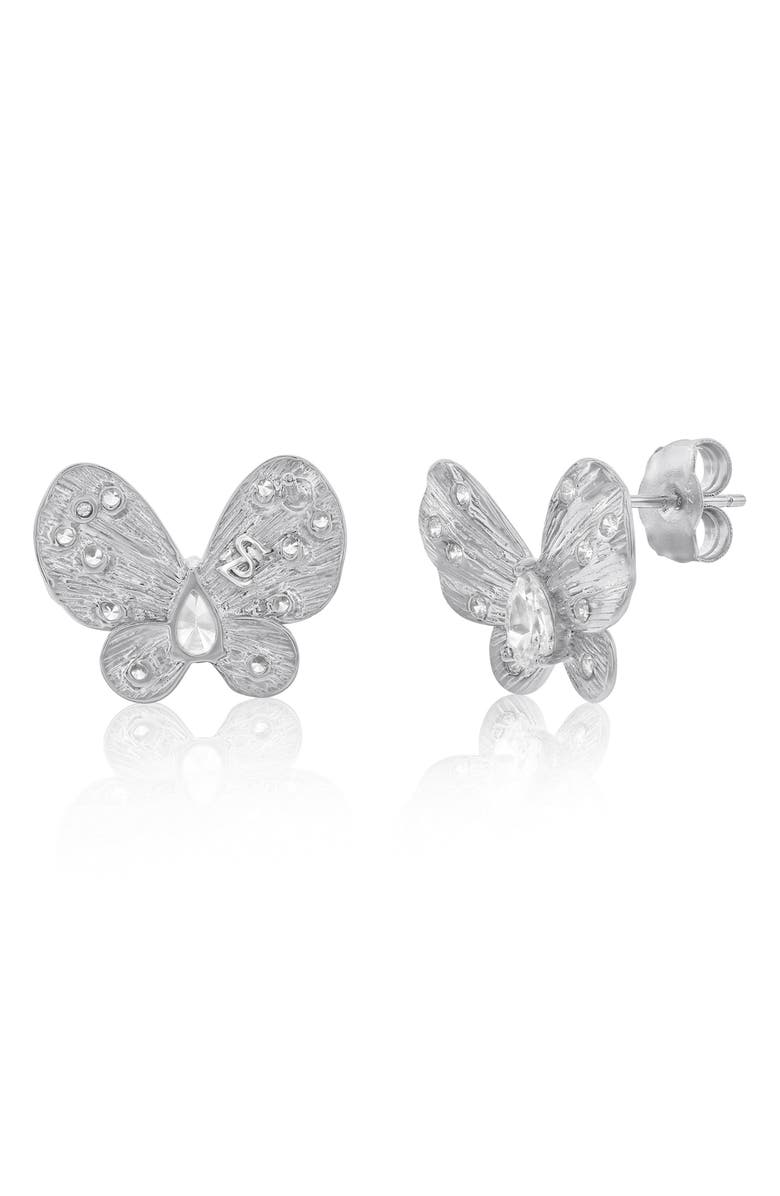 SUZY LEVIAN Cubic Zirconia Butterfly Stud Earrings, Alternate, color, White Gold