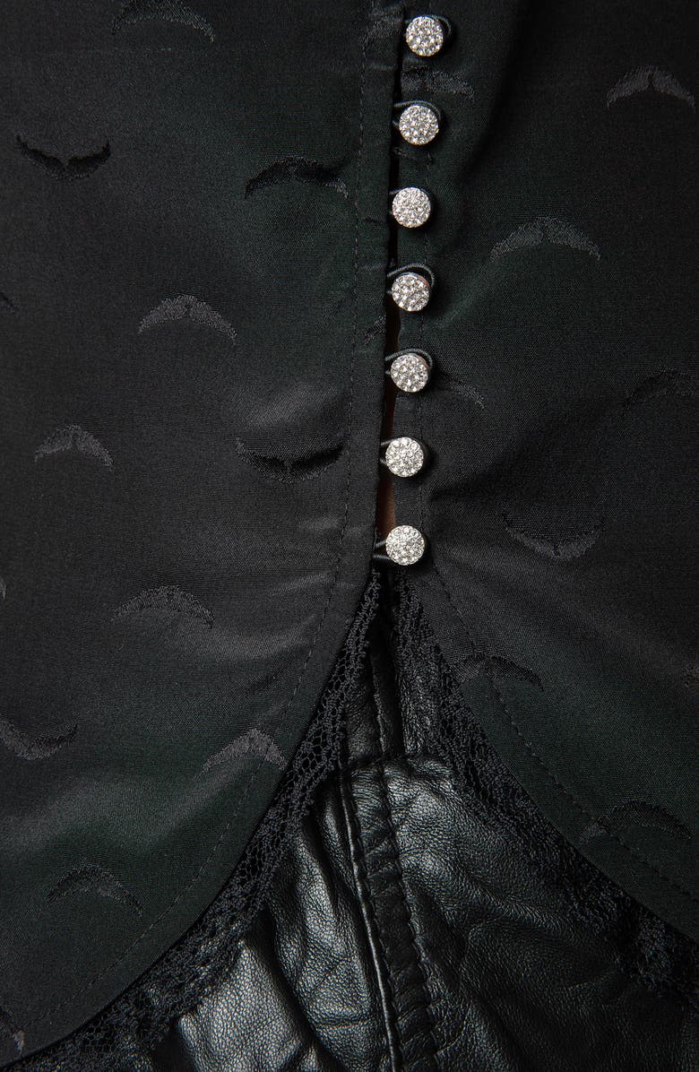 Zadig & Voltaire Tiffiny Wing Jacquard Button-Up Silk Shirt, Alternate, color,