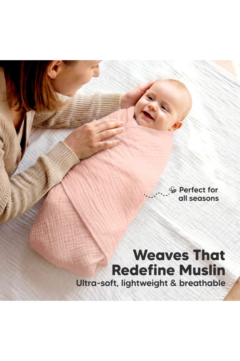 3-Pack Lyra Muslin Swaddle Blankets, Alternate, color, Angelic