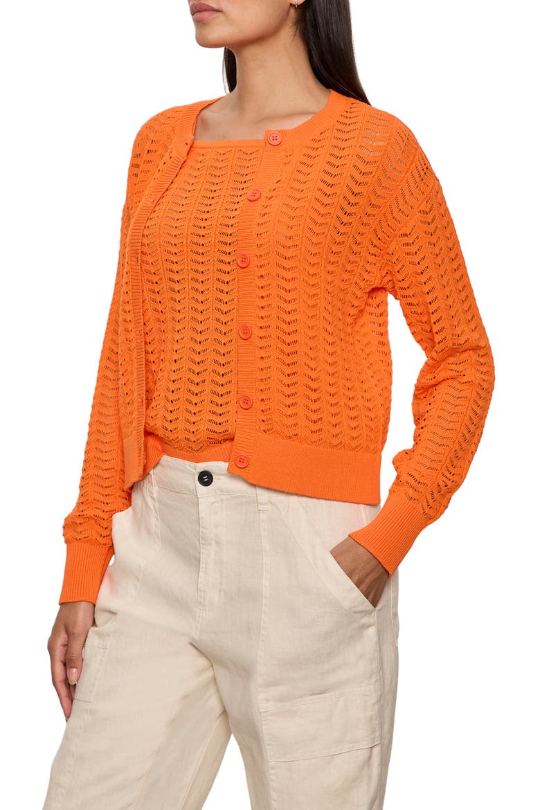For Keeps Pointelle Cardigan, Alternate, color, HIBISCUS ORANGE