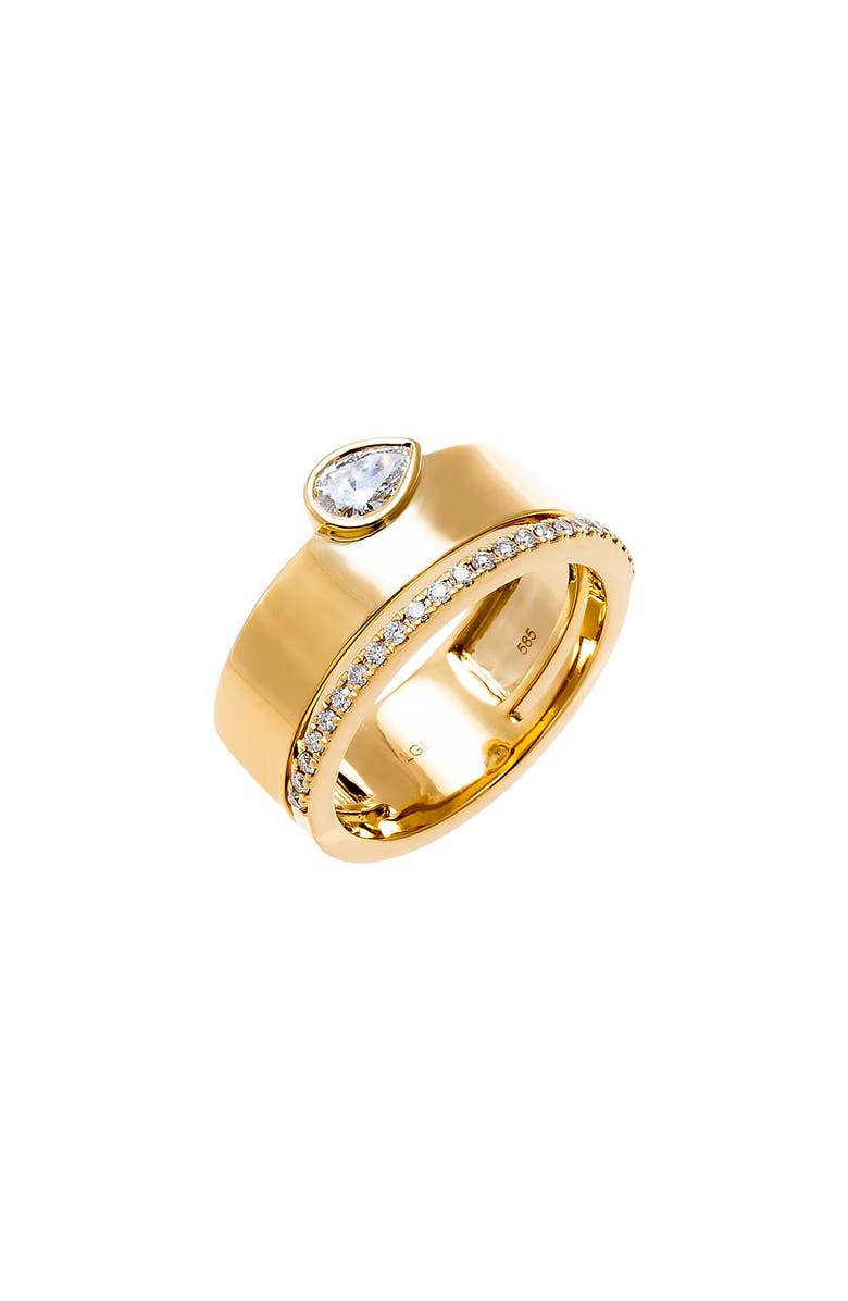 BY ADINA EDEN Lab Grown Diamond Pear Wide Band Ring 14K, Main, color, 14K Gold