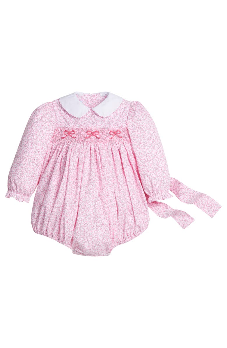 Little English Smocked Natalie Bubble, Main, color, Pink Vinings
