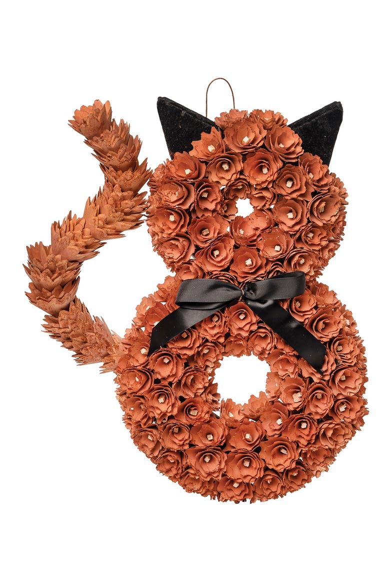 Stripe / Black Cat A/2 Halloween Ornaments, Alternate, color, Orange