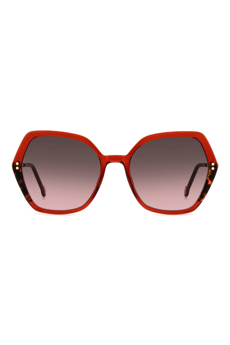 55mm Gradient Geometric Sunglasses, Main, color, BURGUNDY HAVANA