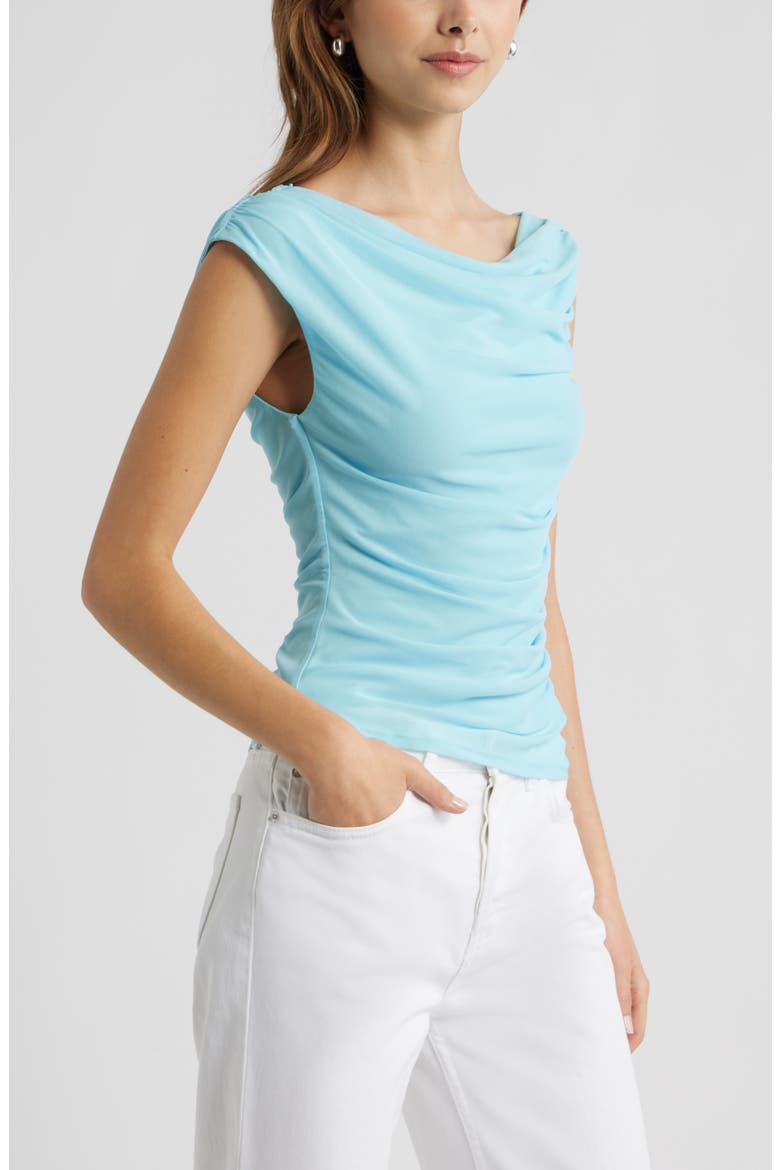 Cap Sleeve Mesh Top, Alternate, color, BLUE ATOMIZER