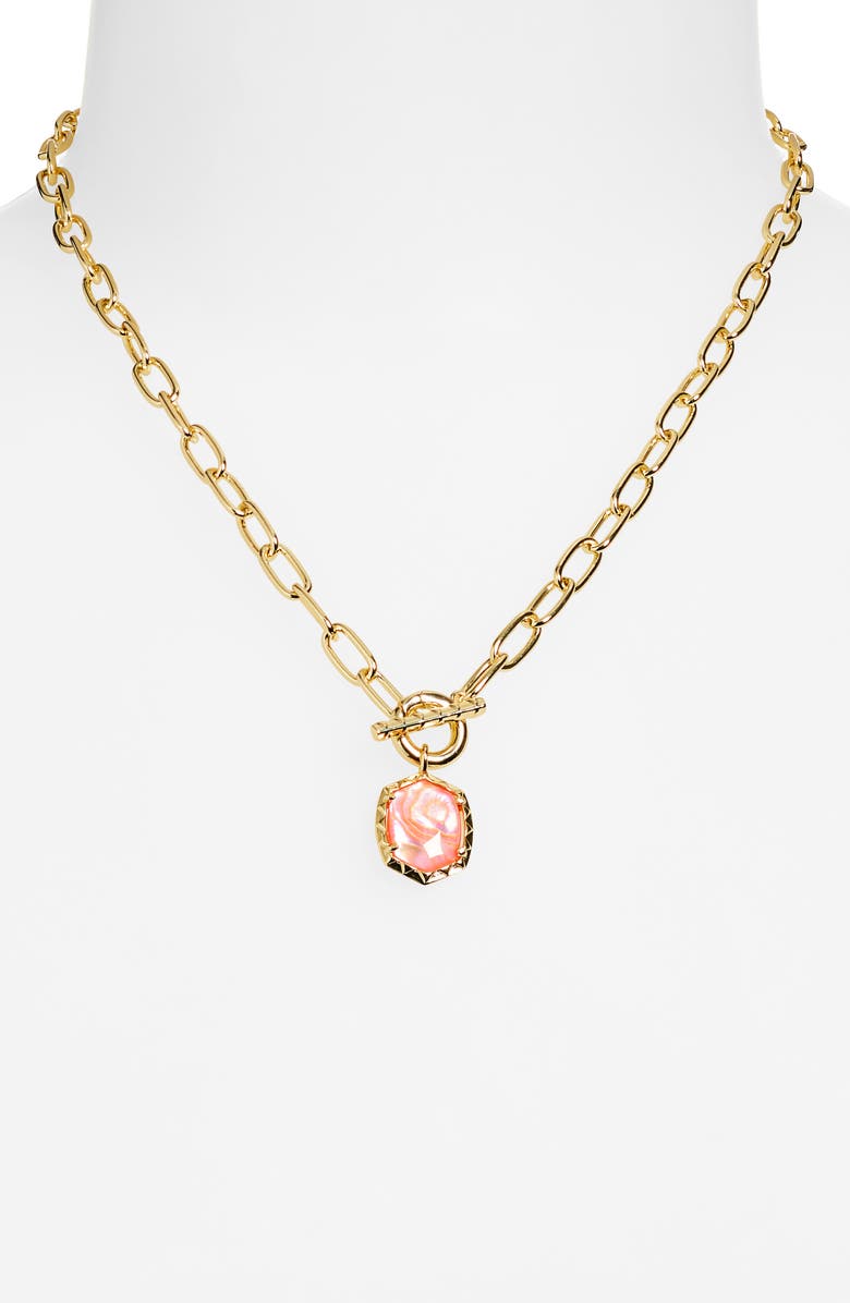 Kendra Scott Daphne Toggle Necklace, Alternate, color, Gld Lt Pink Ird Abal