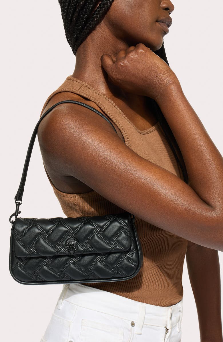 Kurt Geiger London Pickle Drench Quilted Leather Shoulder Bag, Alternate, color, Black