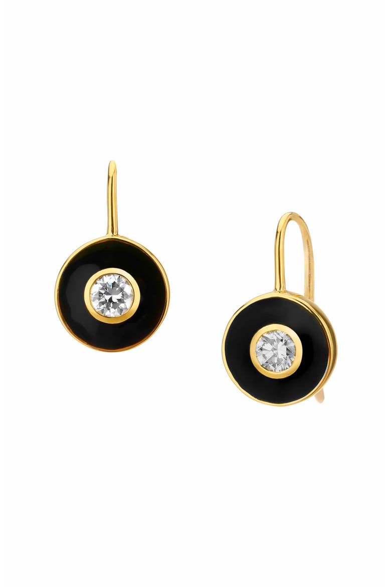 Enamel Disc Earrings, Main, color, Black
