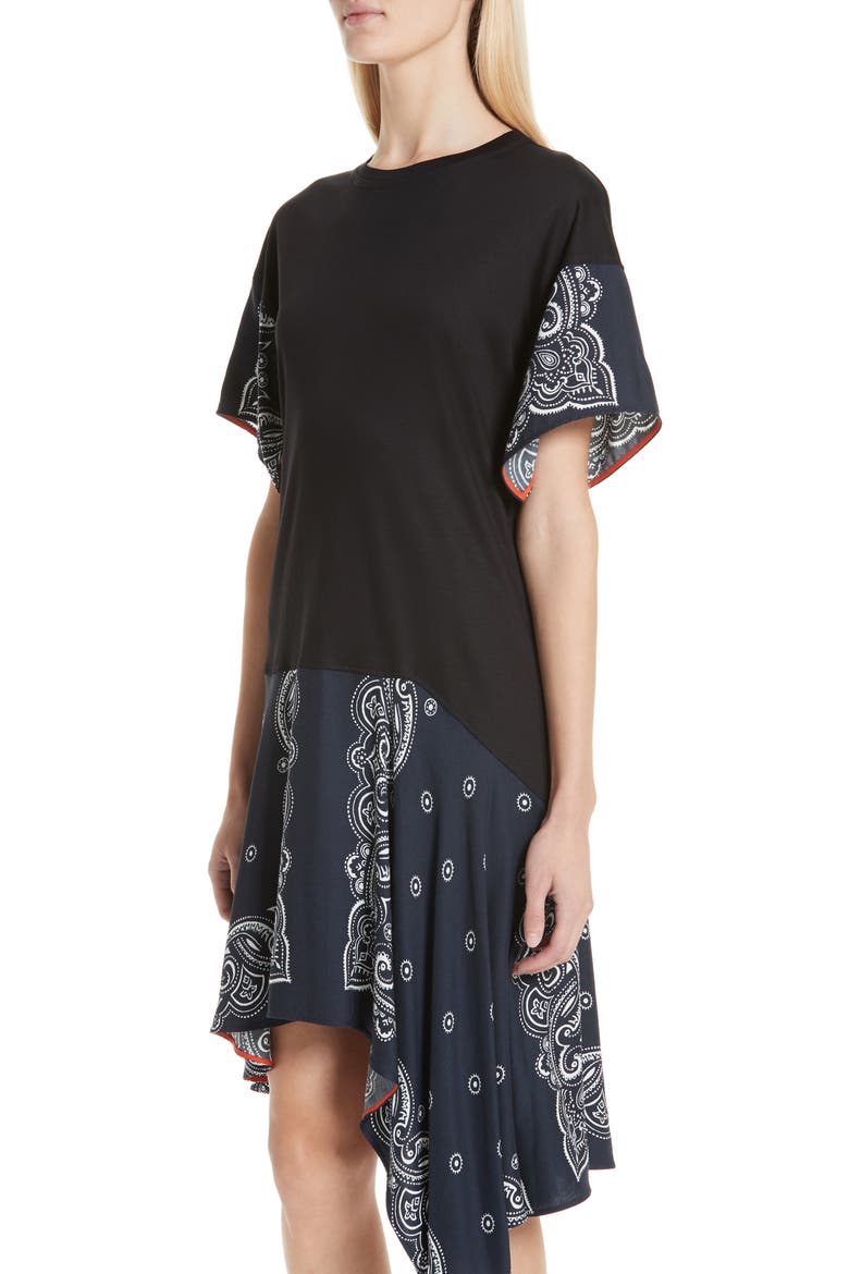 Handkerchief T-Shirt Dress, Alternate, color, BLACK/ MIDNIGHT BLUE