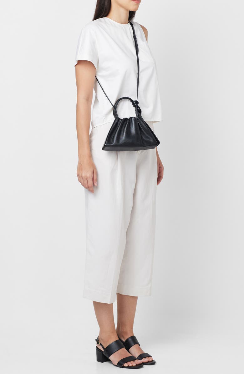 behno Mini Tina Ruched Metallic Leather Baguette Top Handle Bag, Alternate, color,