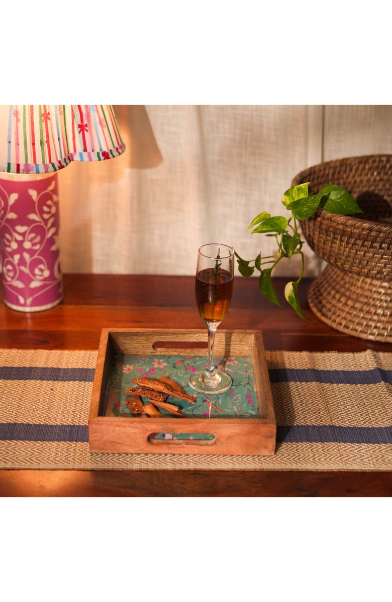 Mela Artisans Aqua Flora Inlay Tray, Alternate, color, Aqua Flora