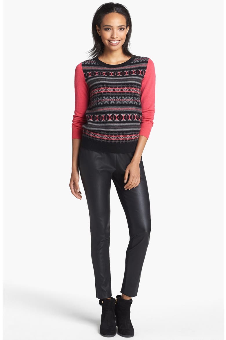 Fair Isle Cashmere Sweater, Main, color, BLACK/ ROSE BRIGHT COMBO