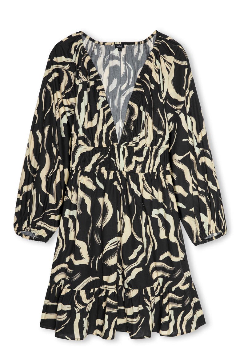 Krina Long Sleeve Brushstroke Print Dress, Alternate, color, CAICOS