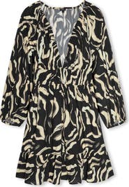 Rails Krina Long Sleeve Brushstroke Print Dress