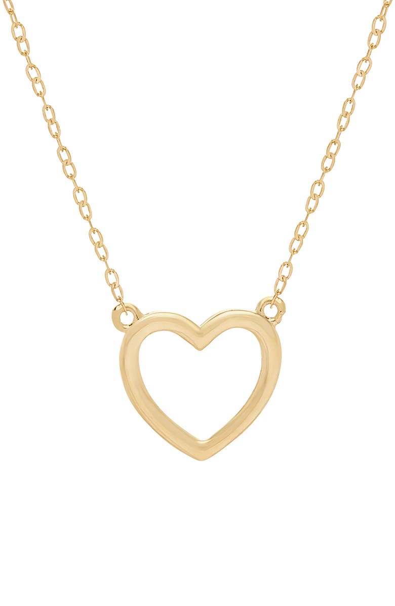 Frankie & Zoe Open Heart Pendant Necklace, Main, color, Yellow Gold