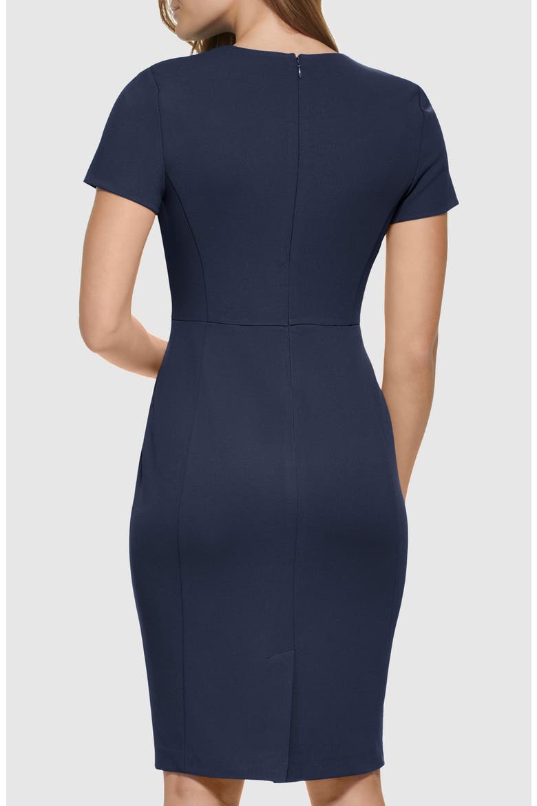 V-Neck Button Sheath Dress, Alternate, color, INDIGO