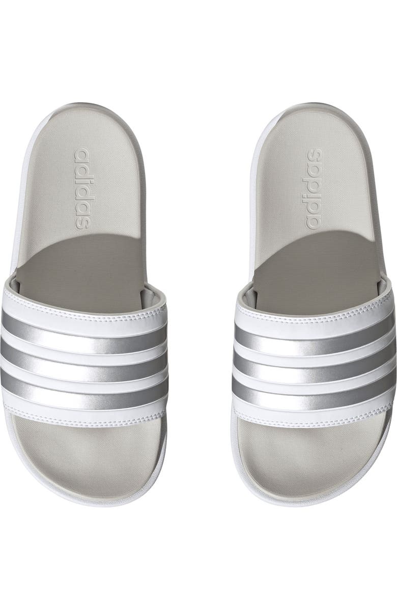 adidas Adilette Sandal, Alternate, color, White/ Met./ Grey One