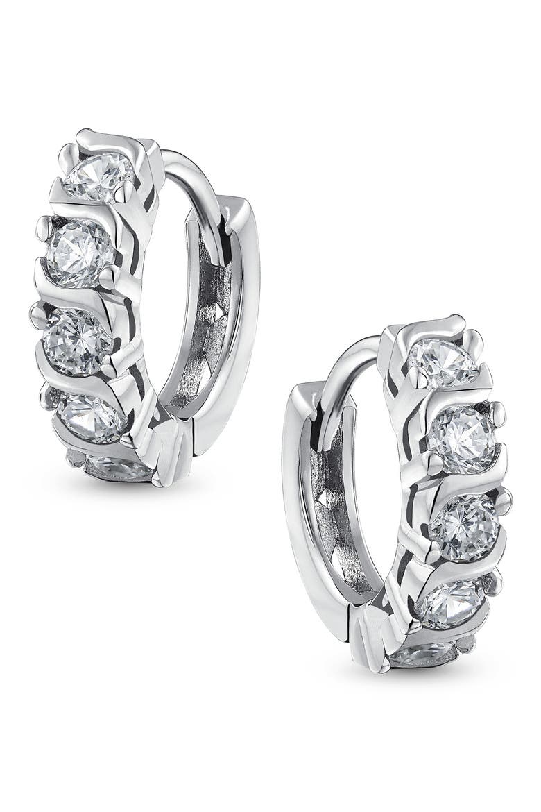 Blue CZ Huggie Hoop Earrings video