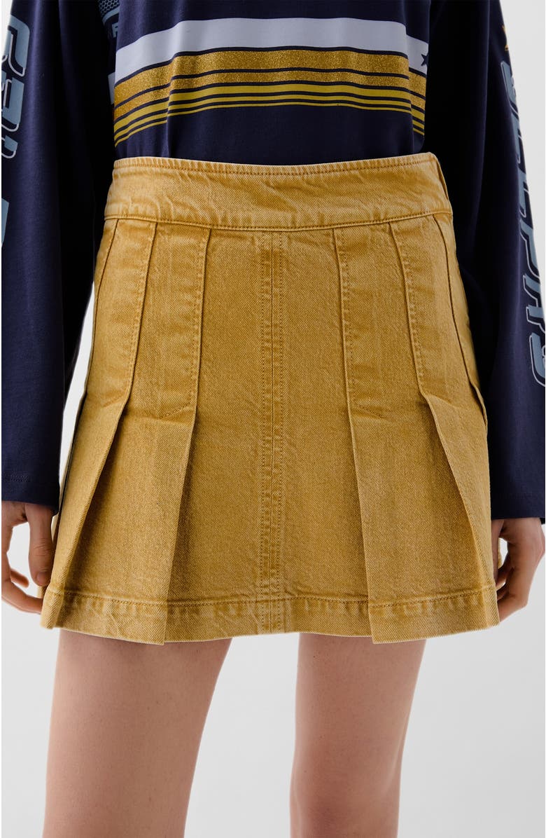 Scalpers Washed Mini Denim Skirt, Main, color, Mustard