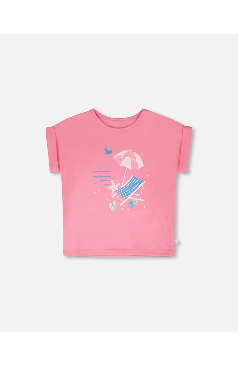 Deux par Deux Organic Cotton Jersey Short Sleeve Beach Chair T-Shirt, Main, color, Pink