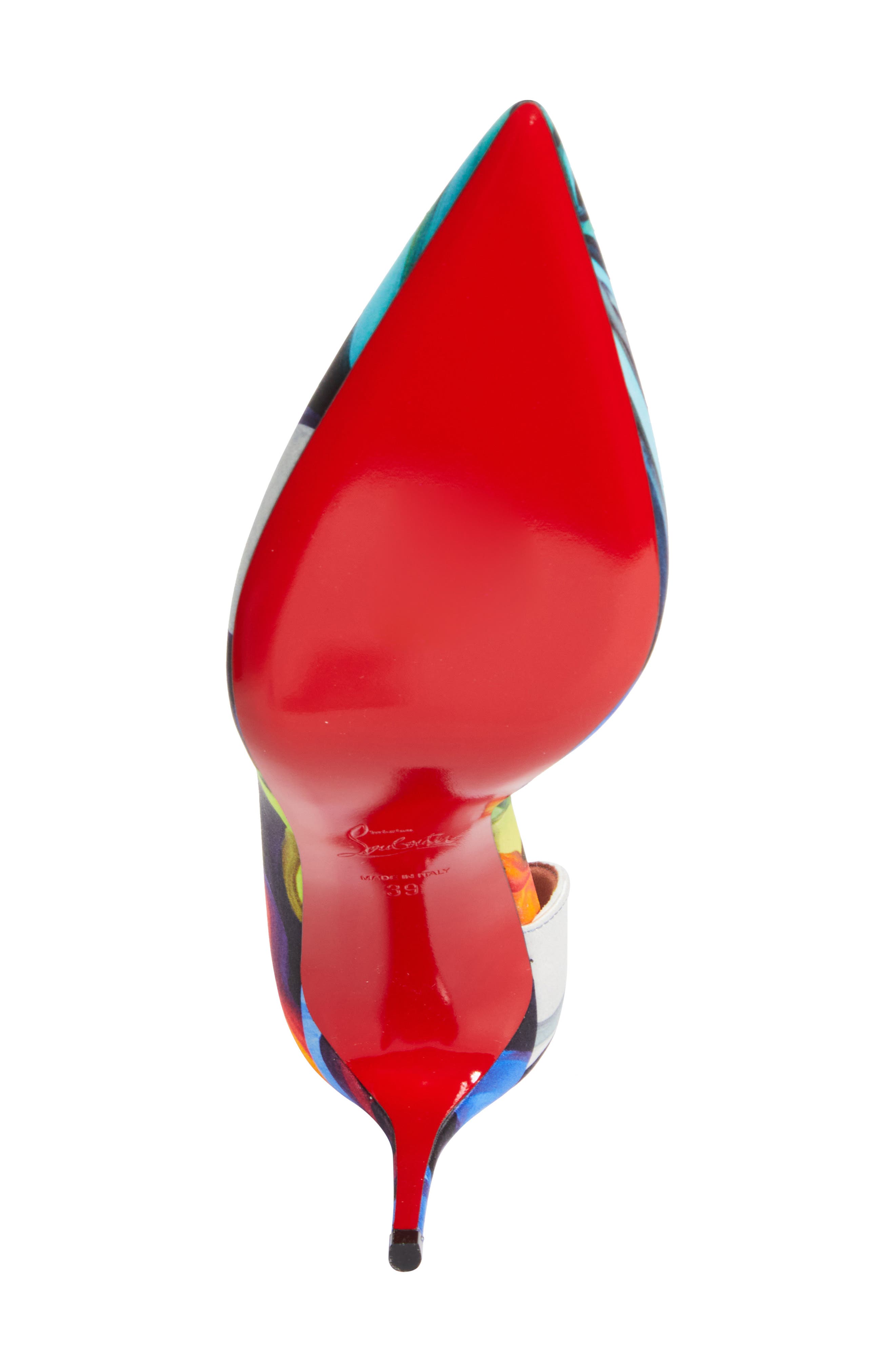Iriza Flower Pointed Toe Half d'Orsay Pump, Alternate, color, ORANGE MULTI/ LIN MULTI