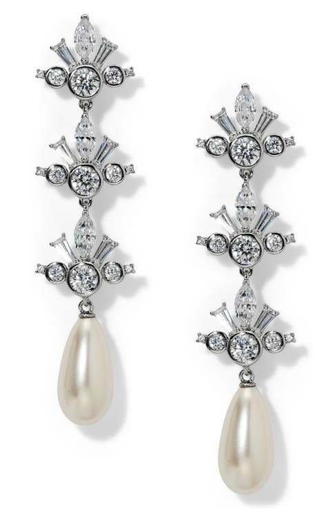 Imitation Pearl Triple Drop Earrings