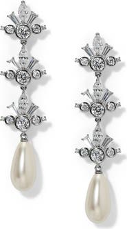 Nadri Imitation Pearl Triple Drop Earrings