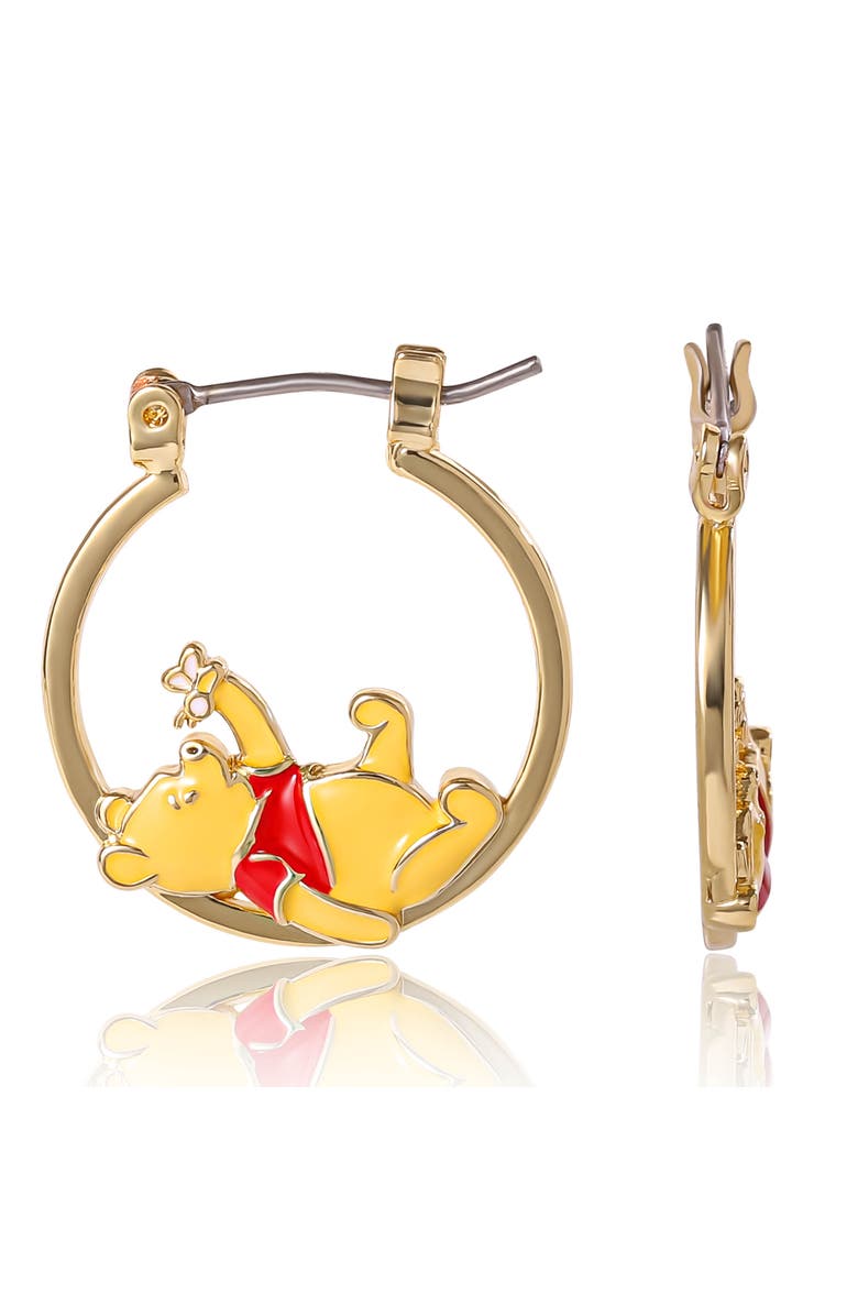 Disney Winnie The Pooh Hoop Earrings, Alternate, color, Yellow Gold