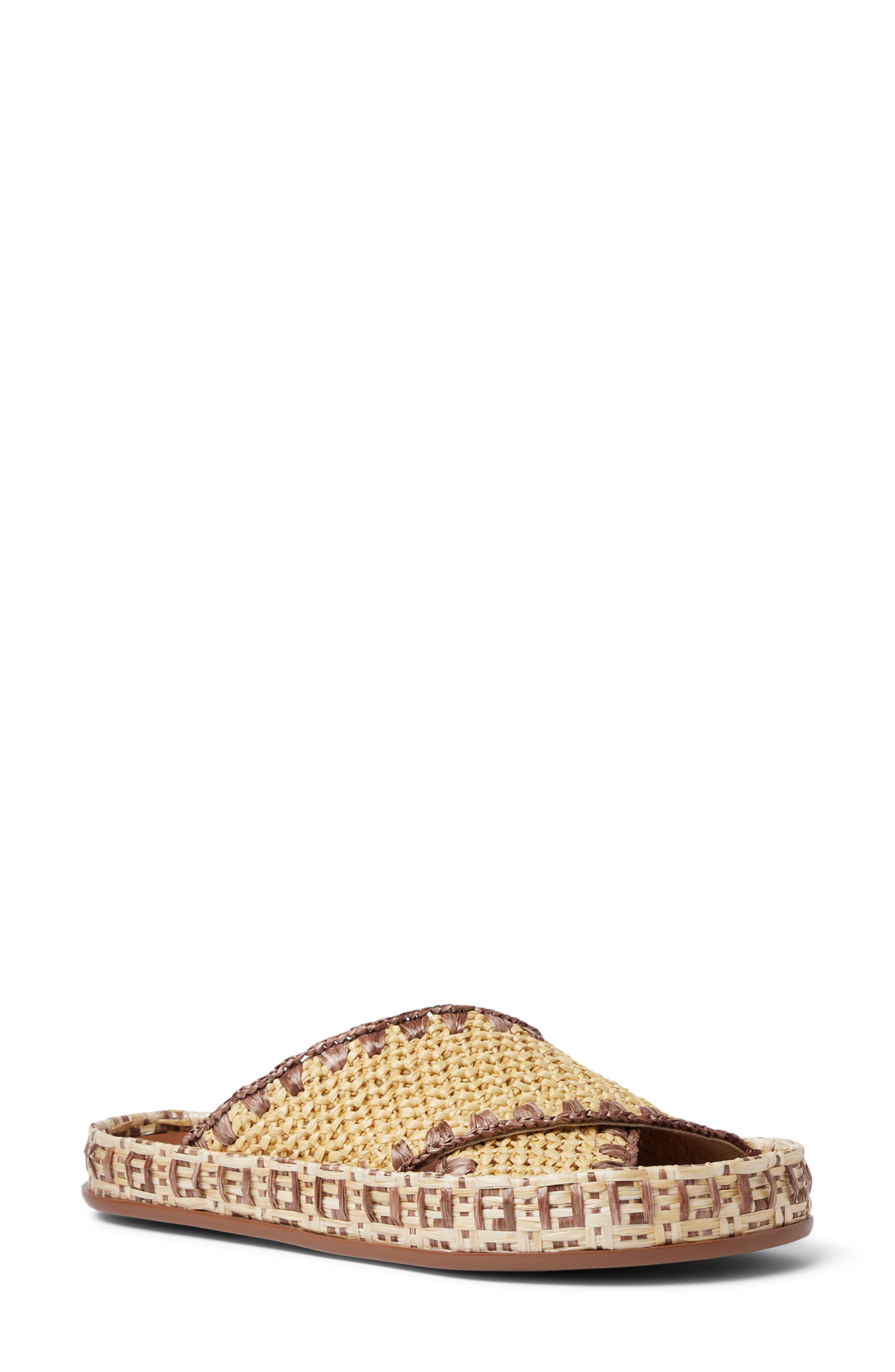 Fendi Raffia Slide Sandal, Main, color, F1vom Natu.sellie Nat.sel