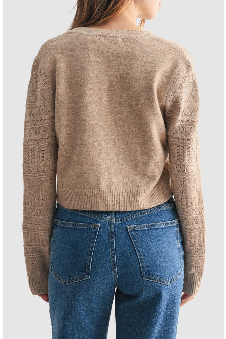 Pointelle Button Cardigan, Alternate, color, TAUPE