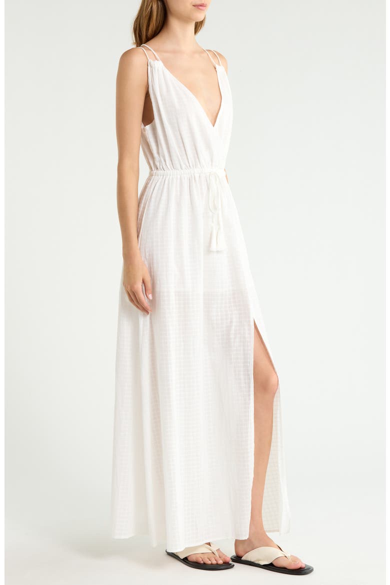 Open Stitch Panel Cover-Up Maxi Dress, Alternate, color, WHITE