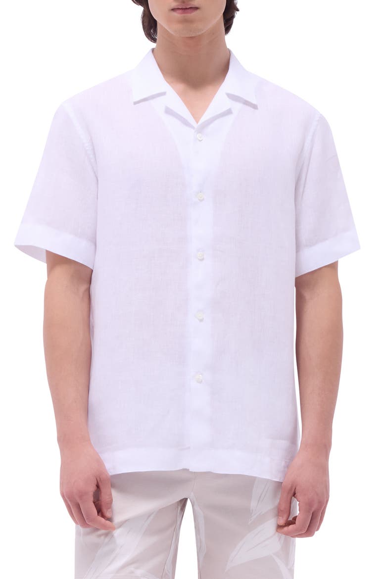 Linen Camp Shirt, Main, color, WHITE