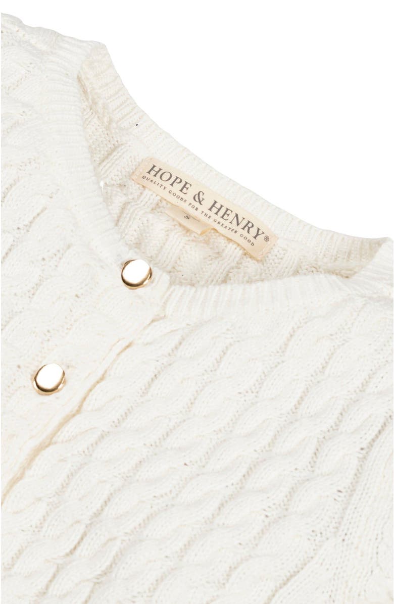 Hope & Henry Baby Girls' Organic Classic Cable Cardigan, Infant, Alternate, color, Soft White Cable
