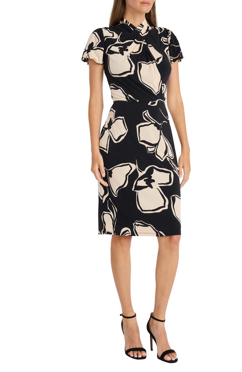 Maggy London Floral Twist Neck Sheath Dress, Alternate, color,