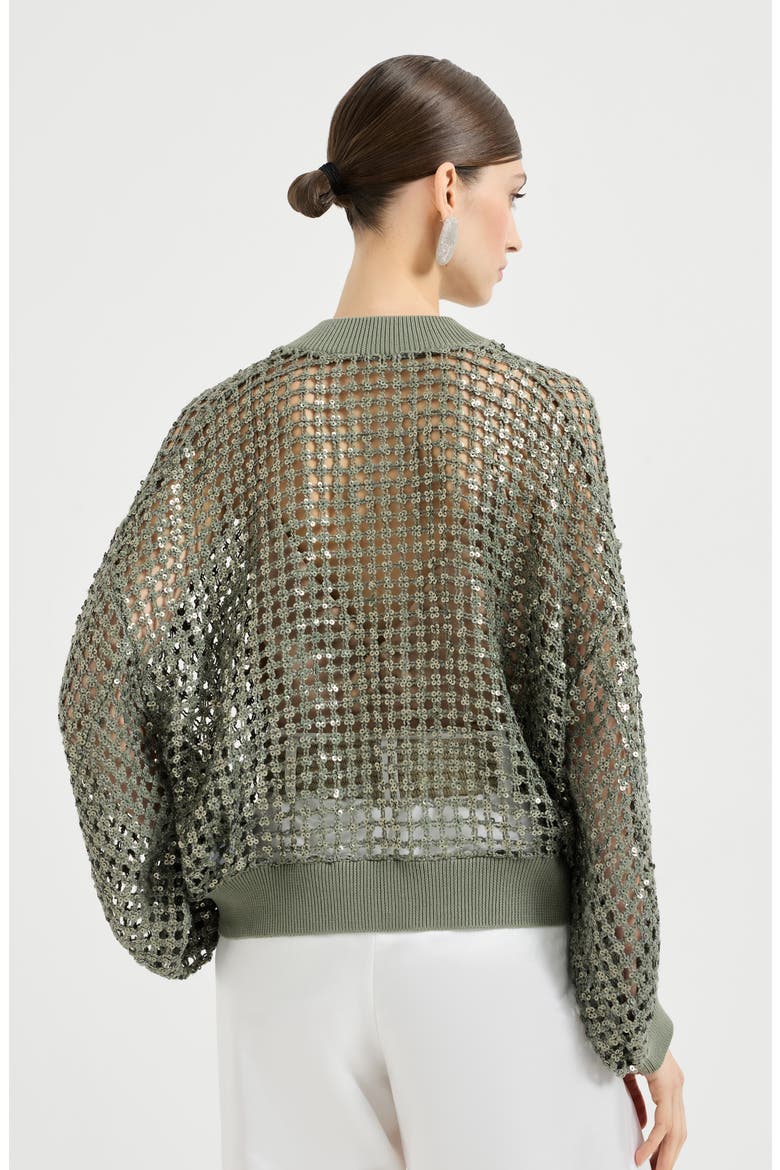 Dazzling Net Embroidery cardigan, Alternate, color, Green