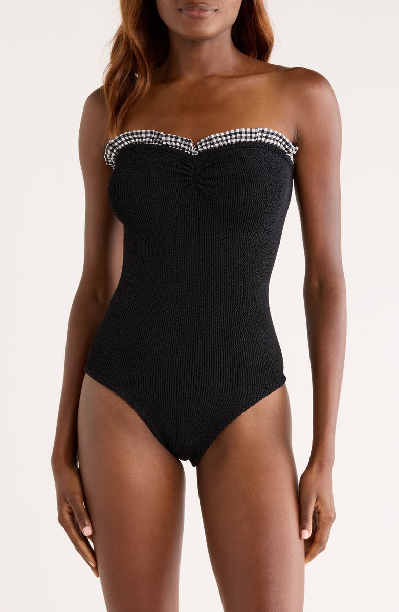 Hunza G Dolly Strapless Seersucker One-Piece Swimsuit, Main, color,