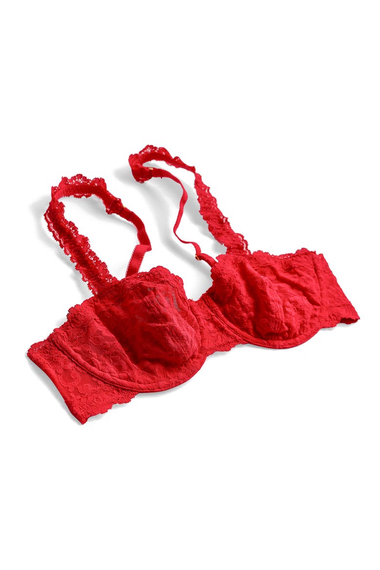 Signature Lace Underwire Balconette Bra, Alternate, color, RED