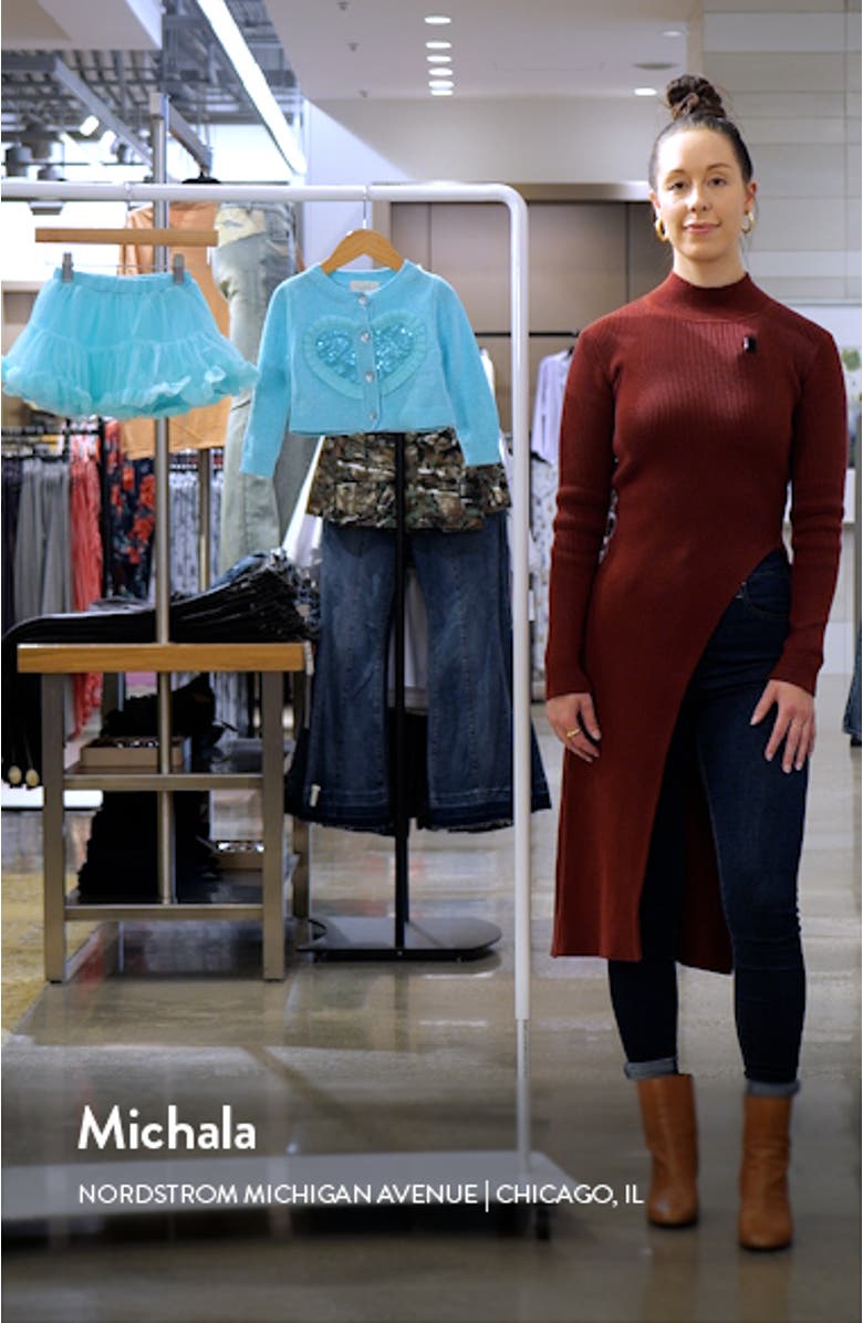 Kids' Embellished Sequin Heart Cardigan & Tiered Skirt Set, sales video thumbnail