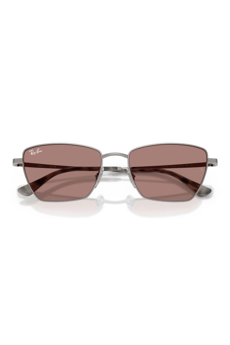 53mm Irregular Sunglasses, Alternate, color, GUNMETAL / LIGHT BROWN
