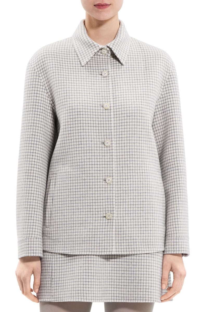 Theory Check Wool Shirt Jacket, Alternate, color,
