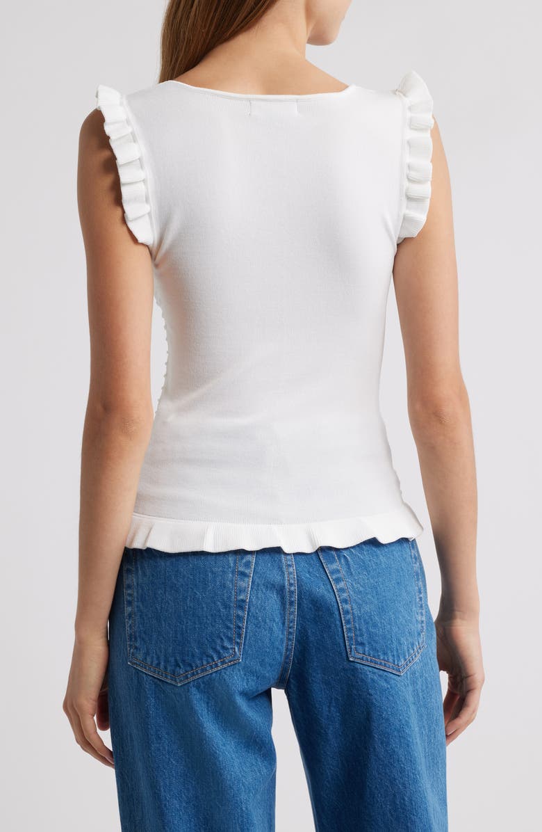 Lipsy Wave Stitch Ruffle Accent Knit Top, Alternate, color, Neutral