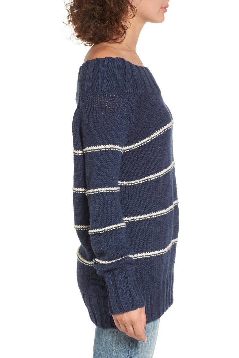 Snuggle Down Off the Shoulder Sweater, Alternate, color, DEEP INDIGO